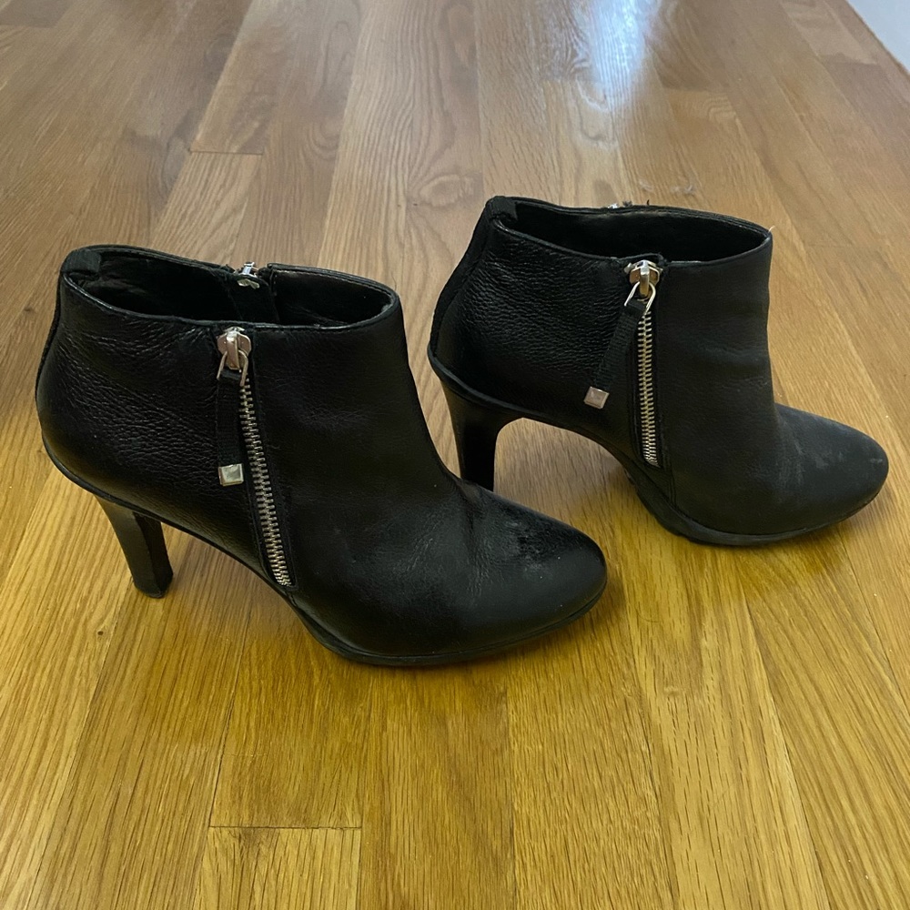 Tahari black leather booties
